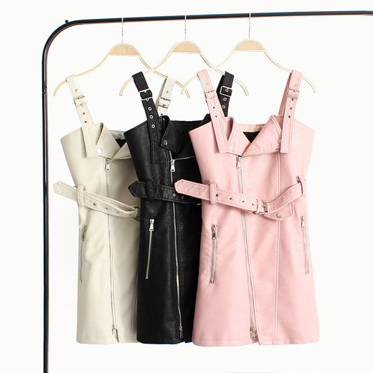 Strap Dress, PU Dress, Casual Dress