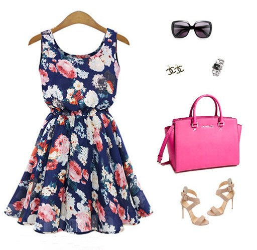LIVA Chiffon Dress, Spaghetti Strap Dress