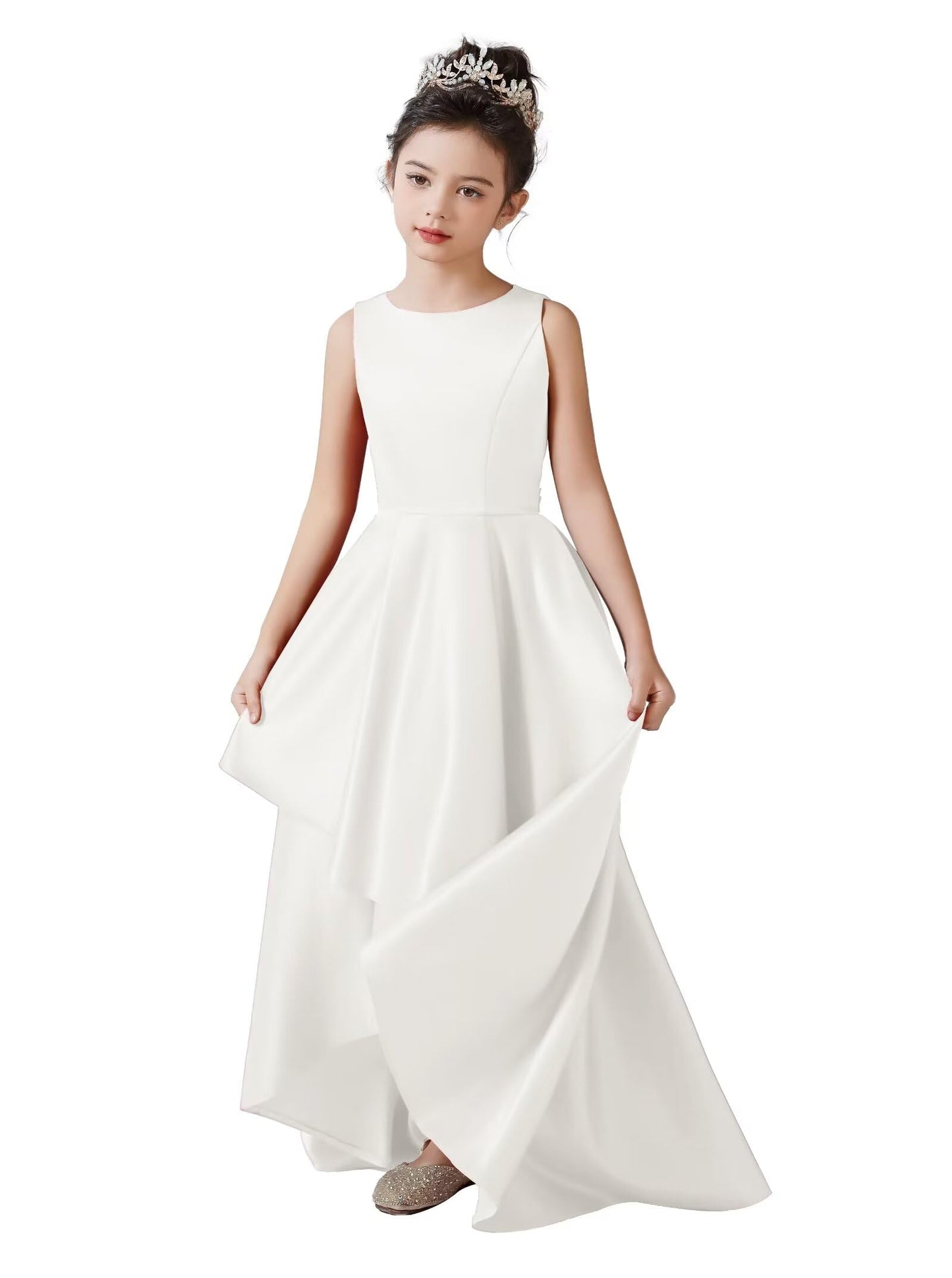 Teen Girls White Dress Birthday Party Dress Size 8-10 Ivory Pageant Dress Girls Special Occasion Dress Prom Homecoming Dress