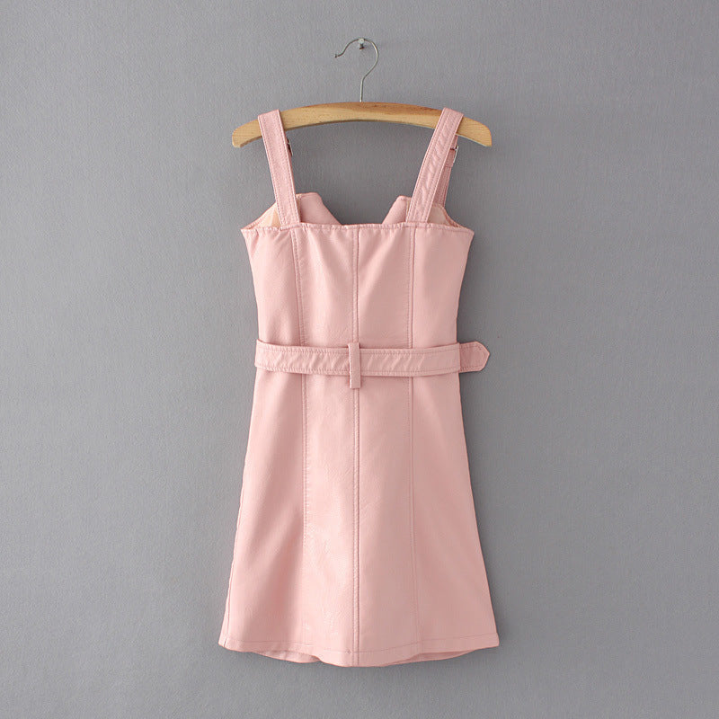 Strap Dress, PU Dress, Casual Dress