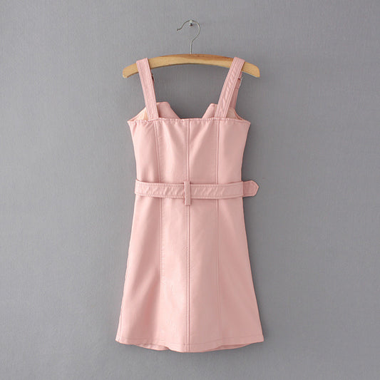 Strap Dress, PU Dress, Casual Dress
