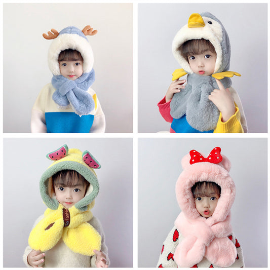 Thick Warm Children's Scarves and Hats with Cute Designs
